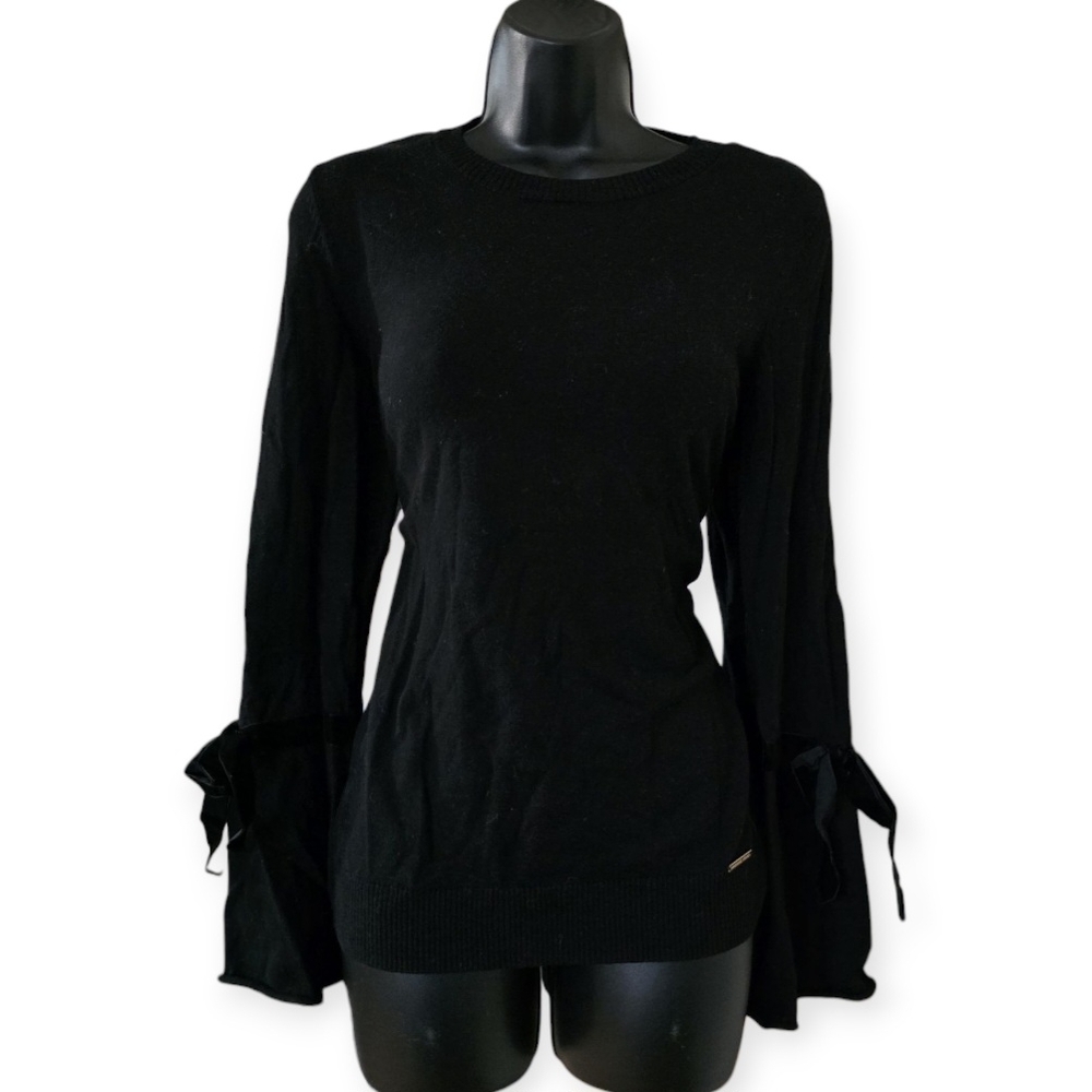 ❤️Michael Kors Ribbon Bow Long Sleeve Black Women's Top☆
